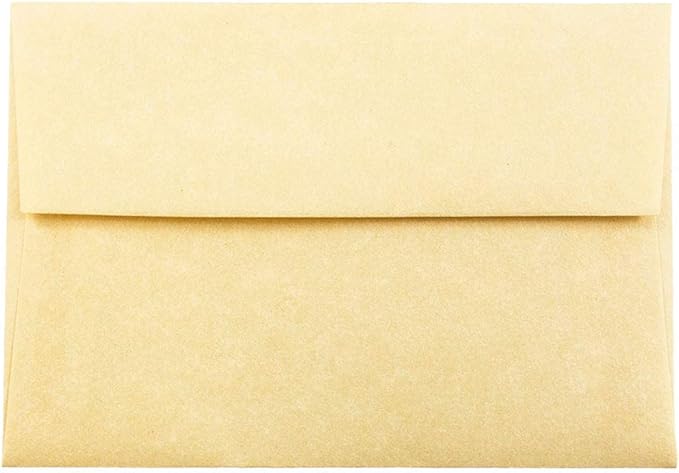 JAM PAPER 4Bar A1 Parchment Invitation Envelopes - 3 5/8 x 5 1/8 - Antique Gold Recycled - 50/Pack