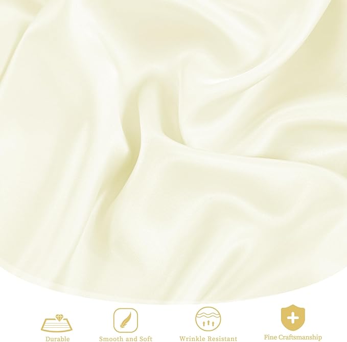 fani 12 Pack 108 Inch Ivory Satin Tablecloth - Premium Bright Silky Round Tablecloth Overlay Smooth Fabric Table Cover, Table Decoration for Wedding Party Banquet Events Restaurant Kitchen Dining