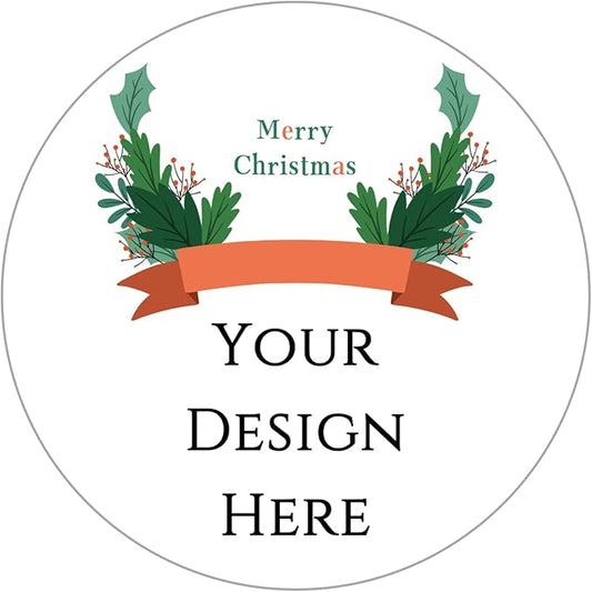 100-1000pcs Custom Stickers Merry Christmas Stickers Personalized Labels Adhesive Xmas Decorative Envelope Seals Stickers for Cards Gift Boxes(Round-8)