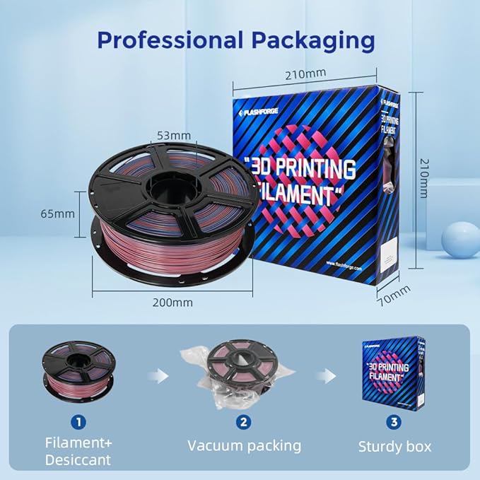 FLASHFORGE 3D Printer Filament Gradient Color Change PLA Filament 1.75mm, 1KG Spool (2.2lbs), Dimensional Accuracy +/- 0.02mm, Better Tenacity & No Knotting 3D Printing Filament (Pink & Blue)