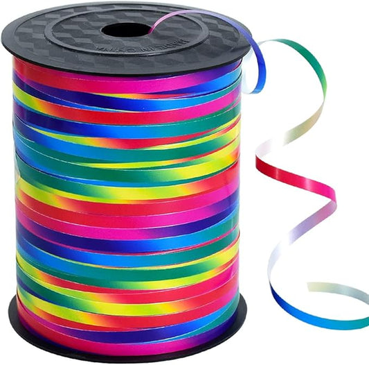 BEISHIDA 500 Yards Rainbow Curling Ribbon Balloon String, Multicolor Balloon Ribbon for Crafts Colorful Crimped Curling Ribbon for Gift Wrapping Party Festival Art Florist Flowers Decoration Supplies