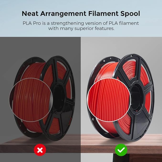 FLASHFORGE 3D Printer Filament, PLA PRO Filament 1.75mm, 1KG Spool (2.2lbs), Dimensional Accuracy +/- 0.02mm for FDM 3D Printers, Better Tenacity & No Knotting (Red)