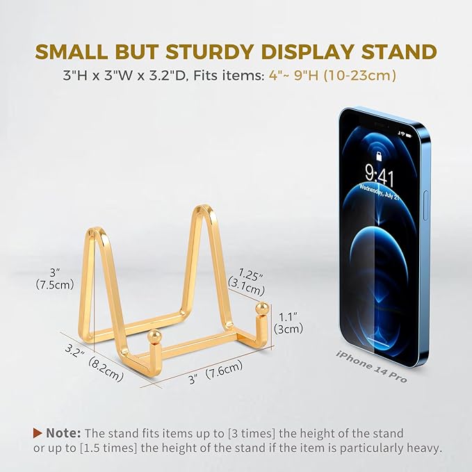 DIDUDIDU Plate Holder Easel Display Stand - Metal Plate Stands for Display - Tabletop Picture Stand - Gold Iron Easels for Display Pictures | Photo Frames | Book | Decorative Plates | Plaque