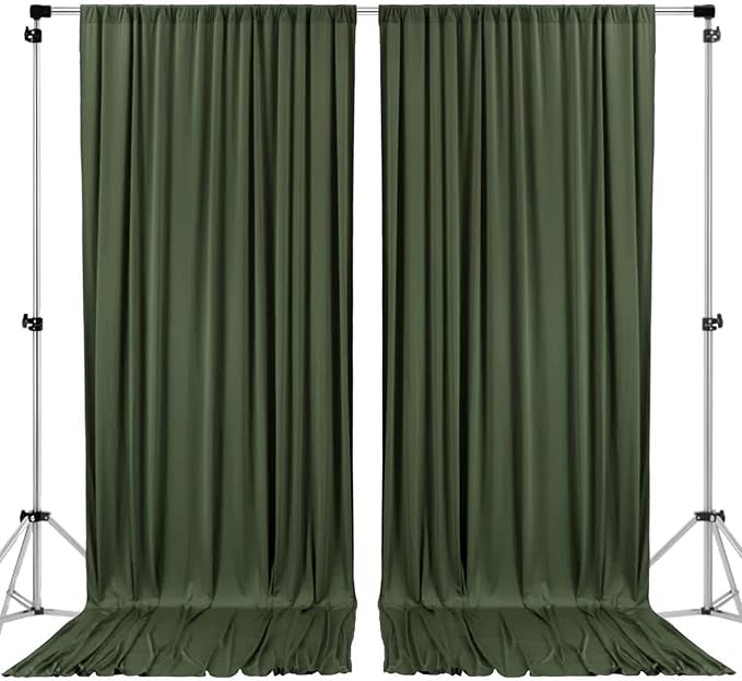 AK TRADING CO. 10 feet x 10 feet Olive IFR Polyester Backdrop Drapes Curtains Panels with Rod Pockets - Wedding Ceremony Party Home Window Decorations