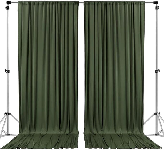 AK TRADING CO. 10 feet x 10 feet Olive IFR Polyester Backdrop Drapes Curtains Panels with Rod Pockets - Wedding Ceremony Party Home Window Decorations