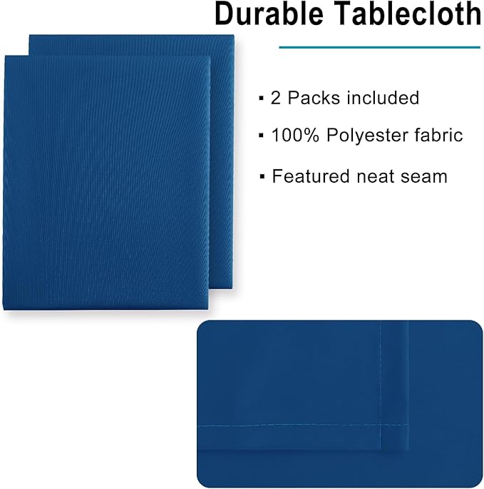 Hiasan 2 Pieces Royal Blue Tablecloth Rectangle - Waterproof and Washable Fabric Table Cloth for Card Tables, 30 x 60 Inch