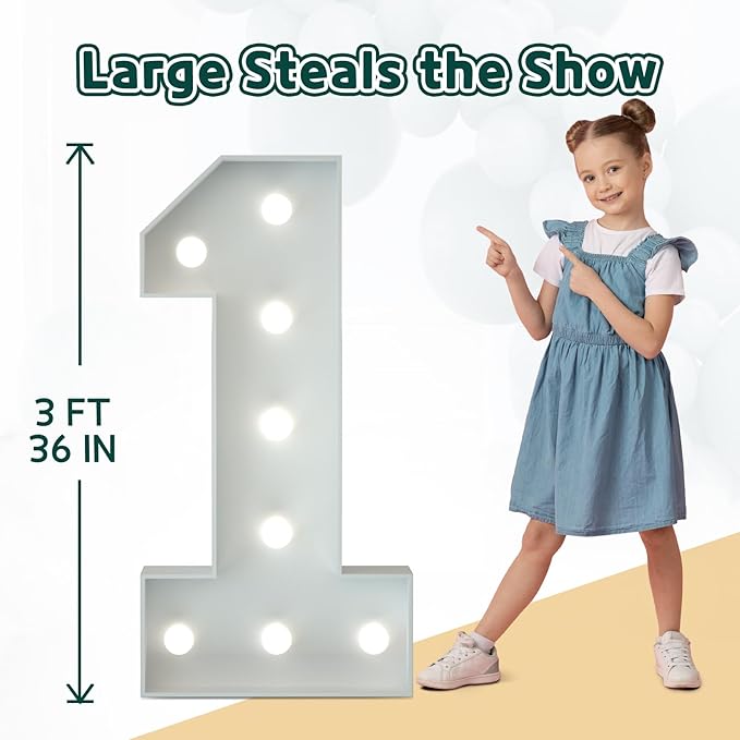 Marquee Numbers 3 Feet Tall Big Light Up Numbers 40th Birthday Decorations Women Men White Anniversary Party Decor Large Cardboard Prop Backdrop Sign 40