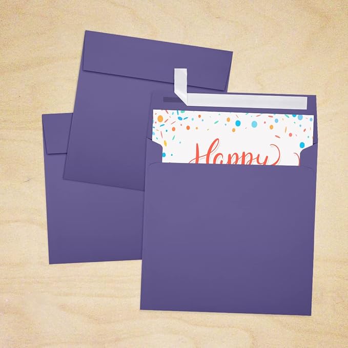 6 x 6 Square Envelopes - Wisteria Purple (50 Qty.)