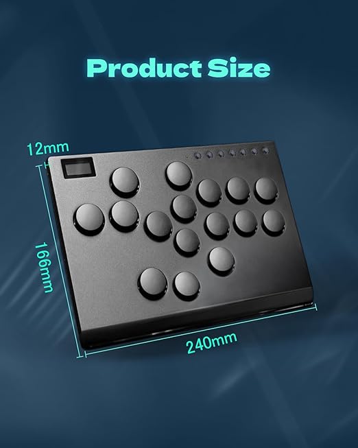 Borcham Haute42 M16 All-Button Arcade Stick, Leverless Arcade Controller with DIY RGB & Turbo Functions, Compatible with PC/Ps3/Ps4/Switch/Steam Deck, Supports Hot Swap & SOCD