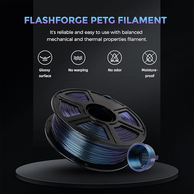 FLASHFORGE PETG Filament 1.75mm, Chameleon Color Shift 3D Printer Filament, Changes Color with Light and Angles, 1KG Spool (2.2lbs), Dimensional Accuracy±0.02 mm, Premium PETG Filament(Burnt Titanium)