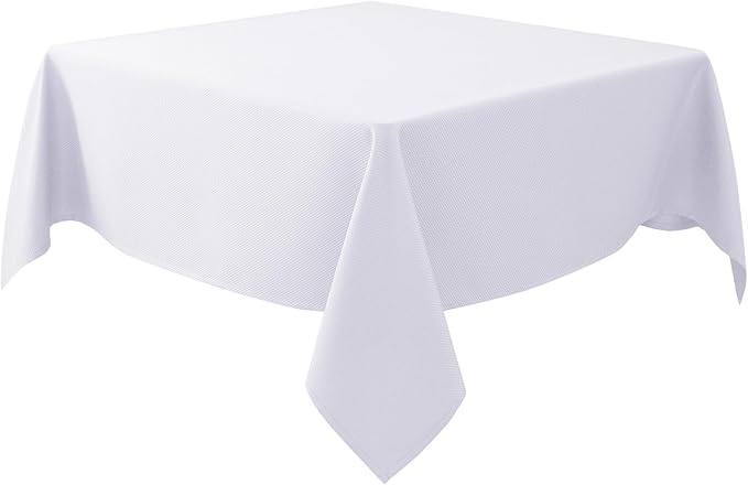 Biscaynebay Fabric Square Tablecloths 54x54 Inches, White Water Resistant Table Cloth Small Card Folding Table Covers Linen for Dining, Kitchen, Wedding and Parties etc. Machine Washable
