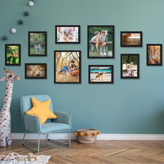 KTKDE A4 Picture Frame in Black -8.27x11.69 Poster Frames,Certificates Documents Frames with Shatter Resistant Glass -Modern Style Wood Composite Frame for Wall or Table top best gift