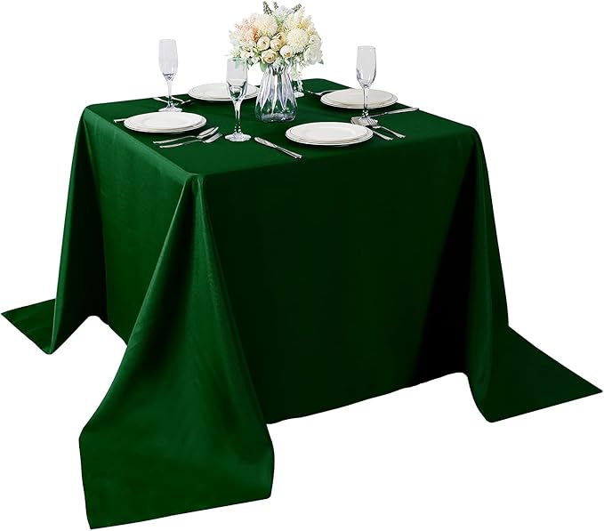 Cupuamon Square Tablecloth 90x90 inch Washable Polyester Fabric Table Cloth for Wedding Party Dining Banquet Decoration（90x90,Hunter）