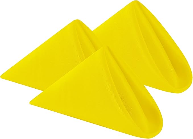 Cloth Napkins 20x20 inch Washable Polyester Dinner Napkins Soft Table Napkins for Wedding Party Dining Banquet(Yellow,25PCS)