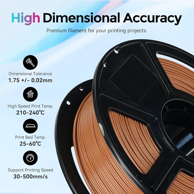 FLASHFORGE Rapid PLA Filament 1.75mm, High Flow Speedy 3D Printer Filament, Experience Exceptional Performance with 500mm/s High-Speed Printing, Neatly Wound & Top-Notch Filament (Light Brown)