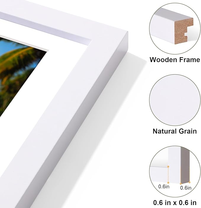 Vittanly 14x20 Collage Picture Frame, Displays 9Pcs 4x6 Pictures with Mat, Picture Frames Collage Wall Decor for Horizontal or Vertical Display, White, 1 Pack