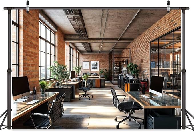 5X5ft Office Video Photo Backdrop Photography Background for Recording Conference, Zoom Home Podcast Backdrops Photo Booth Prop Decorations Wall Decor Tablecloth