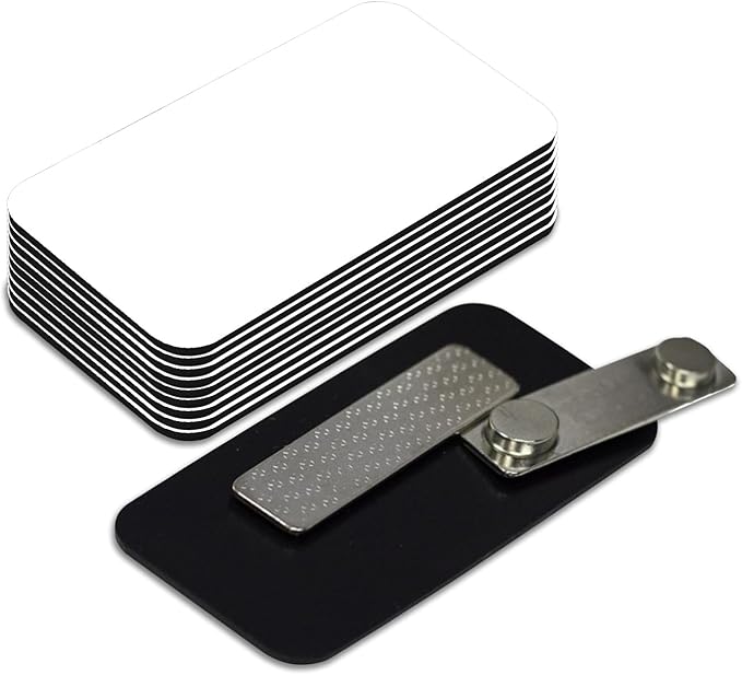 Name Tag/Badge Blanks - 10 Pack - White 1-1/2" X 3", Round Corners, Magnetic Backing