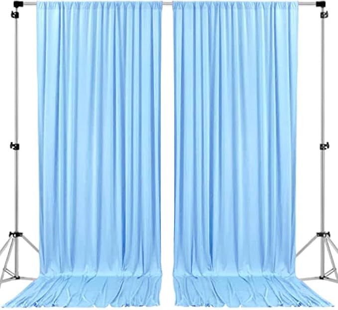 AK TRADING CO. 10 feet x 10 feet Polyester Backdrop Drapes Curtains Panels with Rod Pockets - Wedding Ceremony Party Home Window Decorations - Light Blue (DRAPE-5X10-LTBLUE)