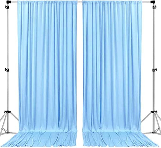 AK TRADING CO. 10 feet x 10 feet Polyester Backdrop Drapes Curtains Panels with Rod Pockets - Wedding Ceremony Party Home Window Decorations - Light Blue (DRAPE-5X10-LTBLUE)