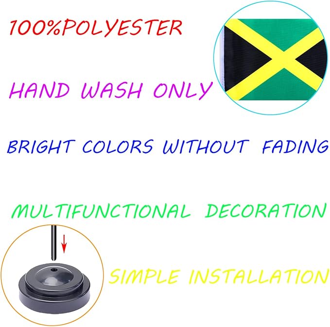 WXTWK 2 Pack Jamaica Flag Jamaica Deluxe Desk Flag Set - Mini Small Jamaican Table Office Flags with Black 12" Solid Pole Stand Base Classroom Meeting Desktop Decorations