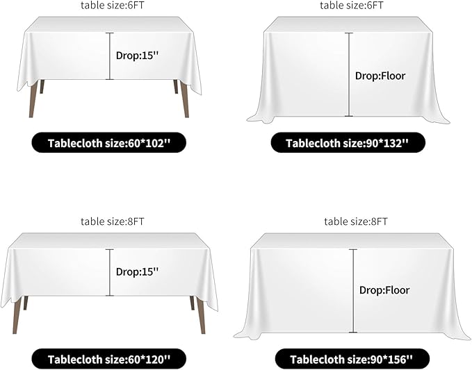 Ascoza 2pack 60x120 Inch Gold Rectangular Tablecloth 6 Feet Table Cloth in Polyester Fabric for Wedding/Banquet/Restaurant/Parties