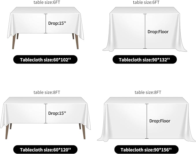 Ascoza 2pack 60x102 Inch Yellow Rectangular Tablecloth 6 Feet Table Cloth in Polyester Fabric for Wedding/Banquet/Restaurant/Parties