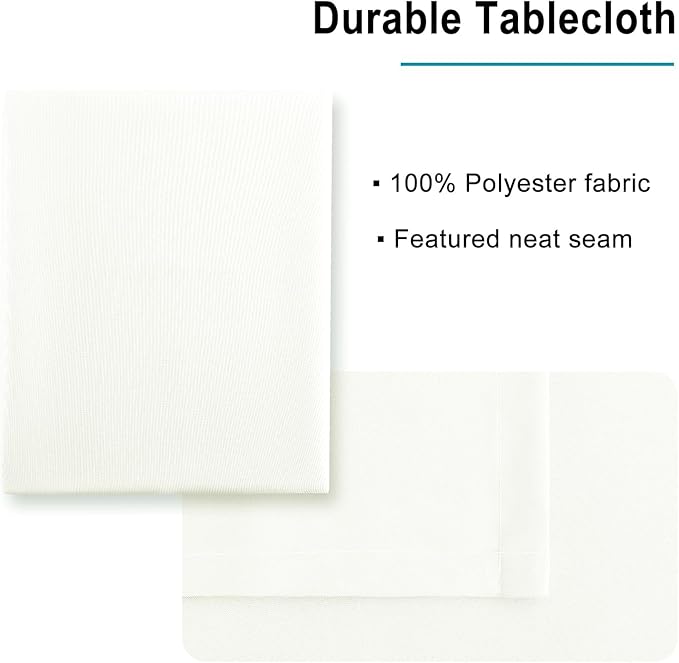 Hiasan Ivory Tablecloth Square - Waterproof and Spillproof Washable Fabric Table Cloth for Card Tables, 54 x 54 Inch