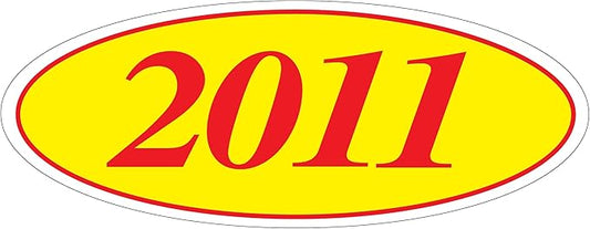EZ-Line Oval Model Windshield Year Stickers for Car Windows Red and Yellow Large Vinyl Dealership Supplies 1 Dozen Pro Pack (2011)