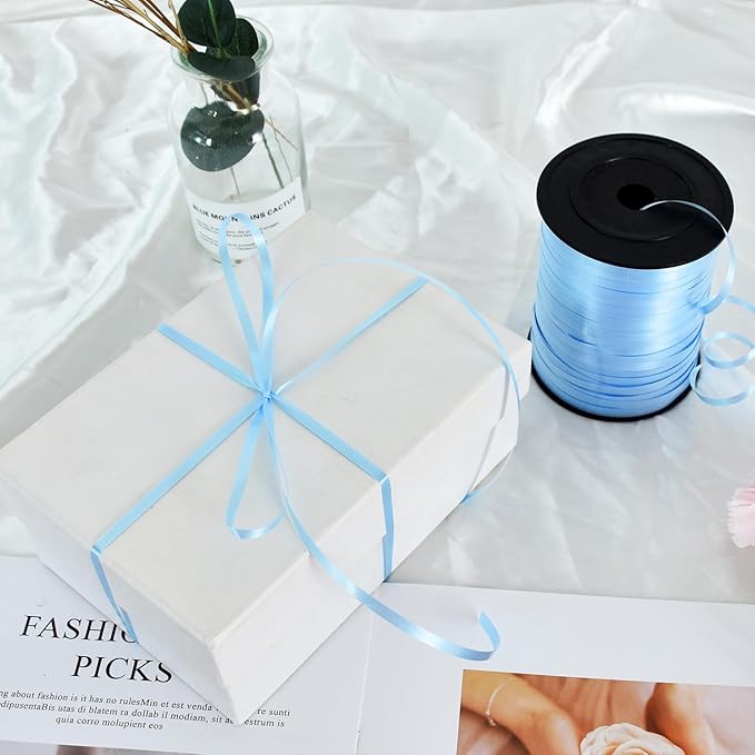 TONIFUL 500 Yards Curling Ribbon-Balloon Ribbon-Balloon String for Art&Craft Decor,Gift Wrapping,Ribbons and Bows for Christmas New Year Birthday Gifts Graduation Supplies (Light Blue)