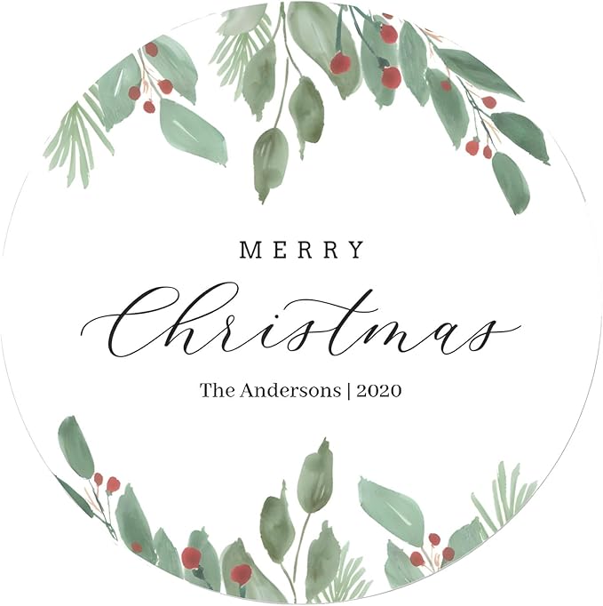 Custom Stickers for Weddings, Birthdays & Businesses - Personalized Labels with Your Logo - Waterproof, Fade and Heat Resistant - Pack of 100-1000 (Wreath F, 1.5 Inch)