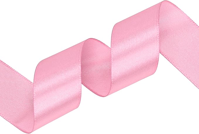 Rose Pink Satin Ribbon 1 inch X Continuous 25 Yards, Single Face Polyester Ribbon Perfect for Gift Wrapping, Flower Bouquet, Wedding Decor, Crafts, Bow Making, Sewing and More