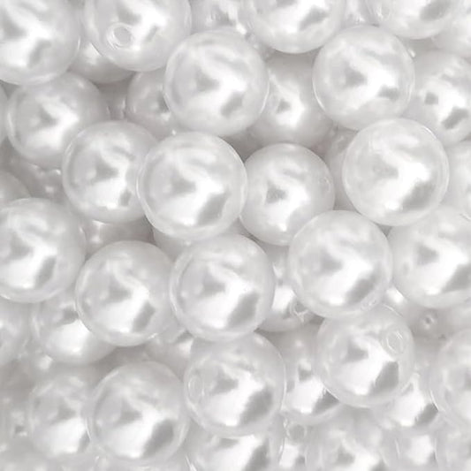 100Pcs 20mm White Round ABS Faux Pearl Beads for Jewelry Making, DIY Crafts, Home Decoration