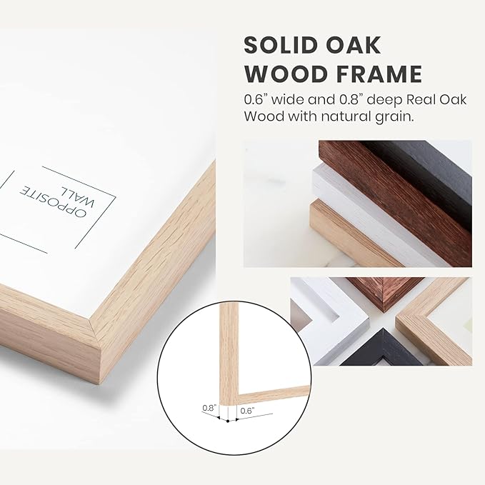 Opposite Wall - 24x36 in - Natural Solid Oak Wood Picture Frame - Lightweight, Versatile & Shatterproof - Large Wall Hanging Photo or Poster Frame - Wall Decor for Office, Gallery & Home