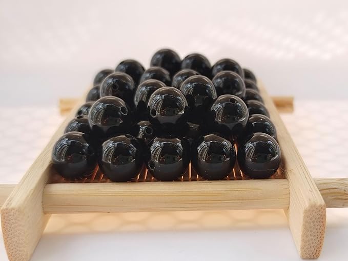 Stone Beads 6mm 140pcs Black Agate Beads Round Loose Gemstones Beads for Bracelet Necklace Jewelry Making (6mm, 60621 Black Agate)