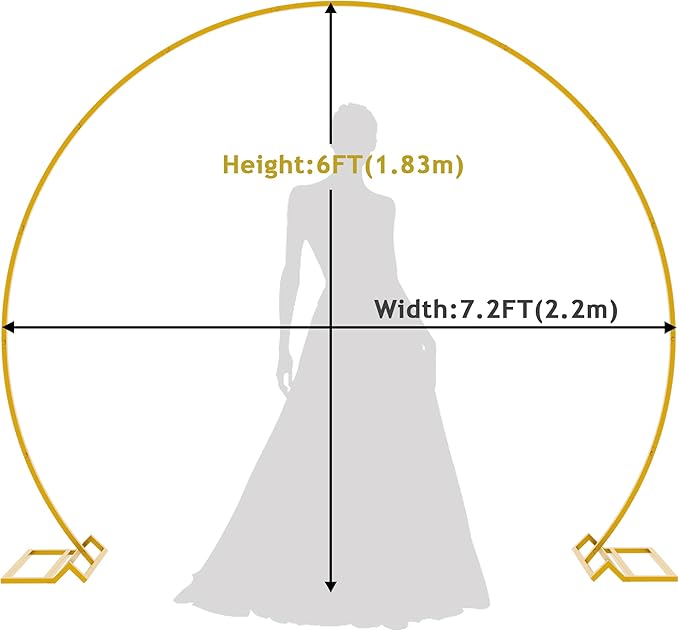 Asee'm 7.2FT Gold Wedding Arch Round Backdrop Stand Large Circle Metal Floral Balloon Frame for Party Anniversary Birthday Graduation Valentine Ceremony Decorations