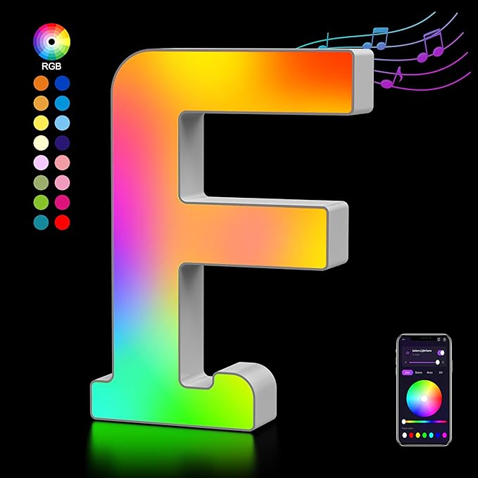 OJQ Light Up Letters LED Letter - Marquee Letters Room Decor Alphabet Letter Music Sync Color Change Colorful - Christmas Birthday Gifts for Girl - Teen Girls Gifts Party Home Wall Decor