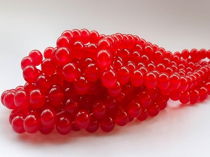 Stone Beads 10mm 60pcs Red Chalcedony Beads Round Loose Gemstones Beads for Bracelet Necklace Jewelry Making (10mm, 61030 Red Chalcedony)