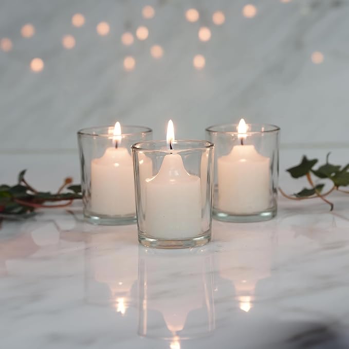 WGV Tea Light Votive Candle Holder 2.2x2.75, Clear Tiny Utility Cylinder Glass Vase, Small Planter Terrarium for Home Accent Decor, 6 Pieces