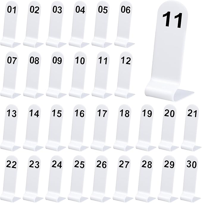 Tuanse 1-30 Table Order Numbers Restaurant Double Sided Acrylic Reception Number Stands Signs for Wedding Restaurant Seating Cafes Party Banquet(White)