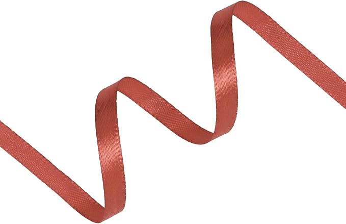 Copper Satin Ribbon 1/4 inch X Continuous 100 Yards, Single Face Polyester Ribbon Perfect for Gift Wrapping, Flower Bouquet, Wedding Decor, Crafts, Bow Making, Sewing and More