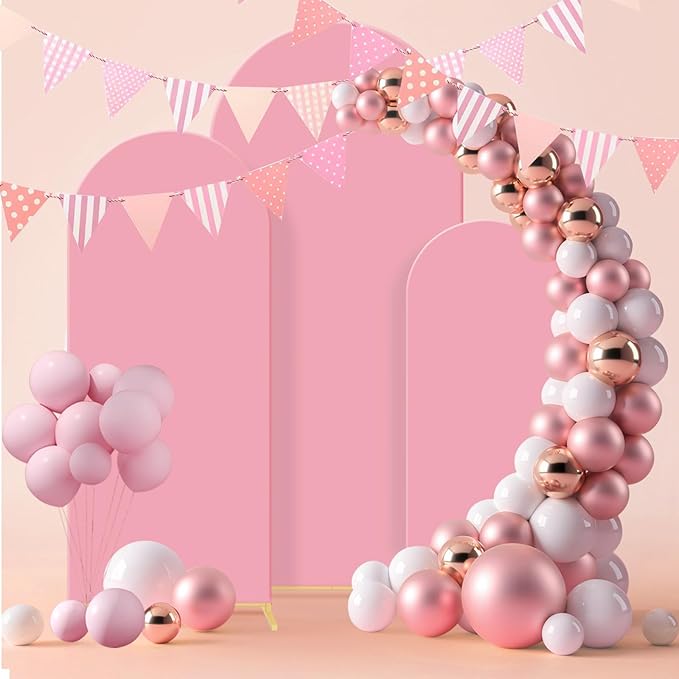 Wedding Arch Backdrop Stand Set of 3, (4, 5, 6) Metal Arch Backdrop Stand with Arch Cover, Wedding Balloon for Birthday, Baby Shower, Anniversary