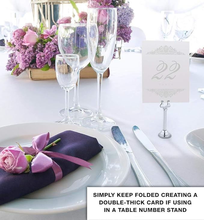 Paisley Wedding Table Numbers (Select Color/Quantity), Champagne, Silver, 1-175, Double Sided, Tent or Use in a Stand, Great for Parties & Restaurants - Made in the USA