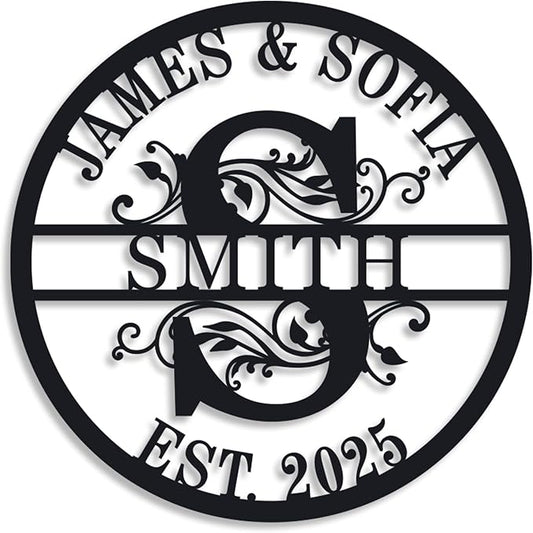 Custom Name Sign Initial Split Letter Monogram Sign Wedding Housewarming Gift