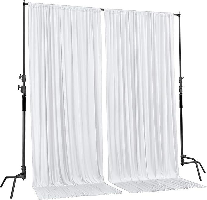 AK TRADING CO. 10 feet x 10 feet Polyester Backdrop Drapes Curtains Panels with Rod Pockets - Wedding Ceremony Party Home Window Decorations - White (Pack of 12)