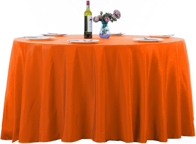 Ascoza 2pack 120 Inch Orange Round Tablecloth in Washable Polyester Fabric for Wedding/Banquet/Restaurant/Parties