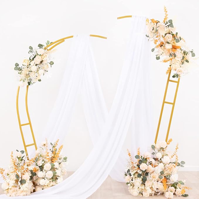 Socomi Wedding Arch Draping Fabric 3 Panels 29" x 19Ft White Sheer Chiffon Curtain Drapes 6 Yards for Wedding Ceremony Birthday Party Decoration