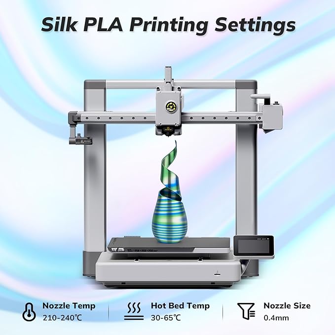 AMOLEN Silk PLA 3D Printer Filament, Shiny Multicolor Rainbow PLA Filament 1.75mm, Fast Color Change PLA 3D Printing Filament for Most FDM 3D Printer, Blue Pink Green, 1kg (2.2lbs)