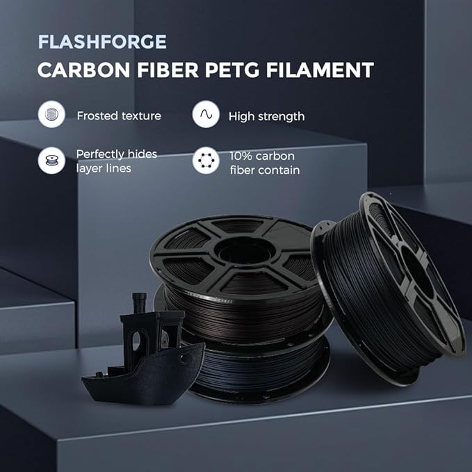 FLASHFORGE Carbon Fiber PETG Filament 1.75mm, PETG with Carbon Fiber, 1KG Spool, Dimensional Accuracy +/- 0.02mm, Lightweight & Heat-Resistant & Moisture Free (PETG-CF Marsala)