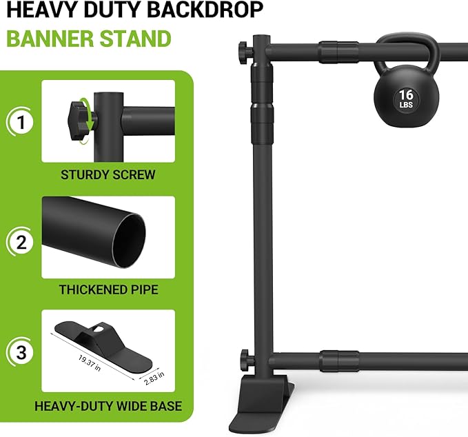10 x 8 Ft Heavy Duty Backdrop Banner Stand, Adjustable Photo Background Support Frame Kit, Backdrop Stand for Parties Birthday Party Baby Shower Wedding Decorations